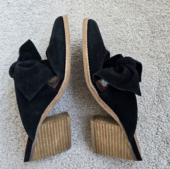 Jeffrey Campbell Cyrus Black Suede Bow Block Heel Mules 6.5 - Picture 6 of 9